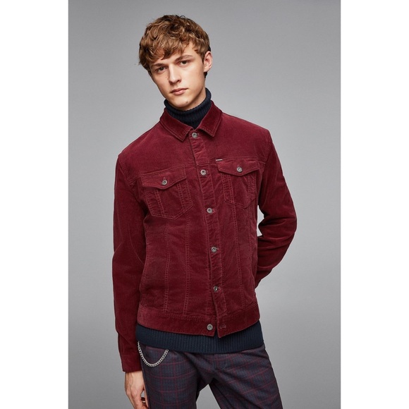 Zara | Jackets u0026 Coats | Zara Man Corduroy Button Front Trucker Style Jacket  Maroon Size M | Poshmark